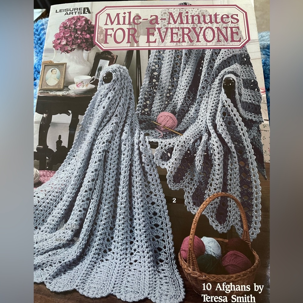 Leisure Arts Light Blue Crochet Afghan Pattern - Mile-a-Minutes Collection